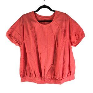 Lane Bryant Womens French Terry T Shirt Top Gathered Hem Coral Pink 18/20